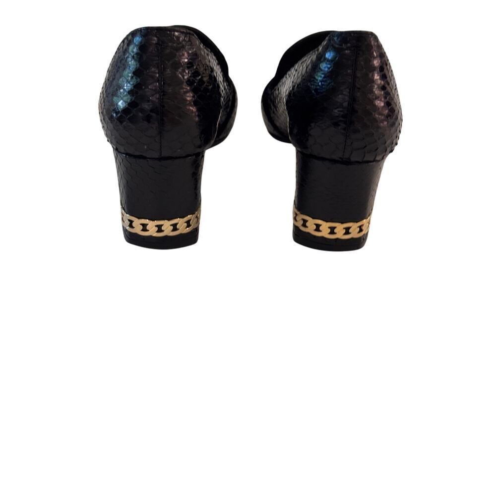 Tamara Mellon Black Embossed Leather Block Heel Loafers Size 36 Made in Italy - Picture 6 of 9